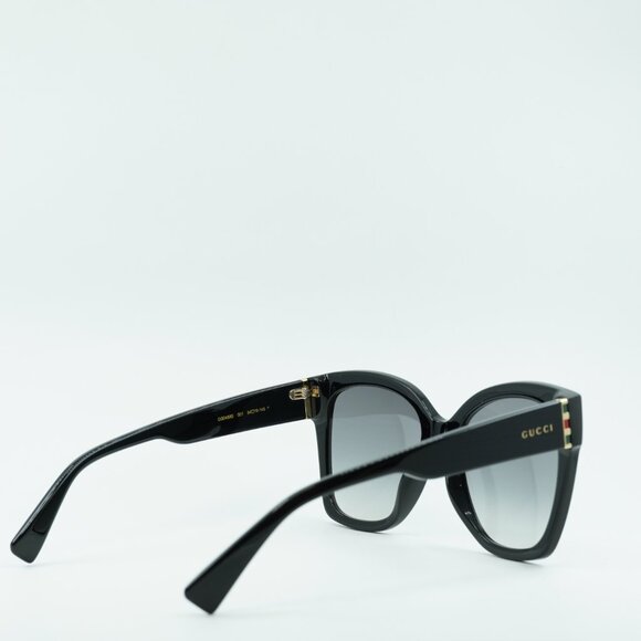 Gucci GG0459S 001 Sunglasses Black Cat Eye Frame, Grey Lenses